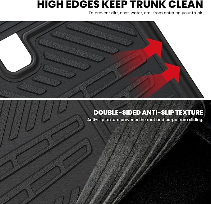 LASFIT Cargo & Backrest Mats for Mercedes Benz GLS 2017-2019 & GL 2013-2016 | Fit for GLS 350d/450/550/63 AMG & GL 350/450/550/63 AMG, All Weather TPE Non-Slip Trunk Mat with Seatback, Black - Image 3