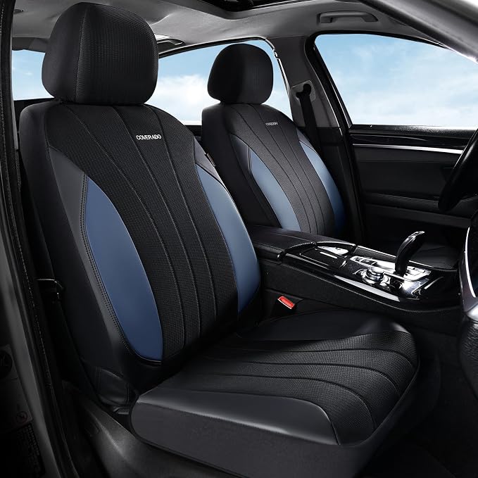 Coverado Car Seat Covers, Auto Car Seat Covers 5 Seats, Mesh Breathable Blue Seat Protectors for Car, Driver Seat Covers Universal Fit for SUV, Truck, Vans, Sedan - Image 3