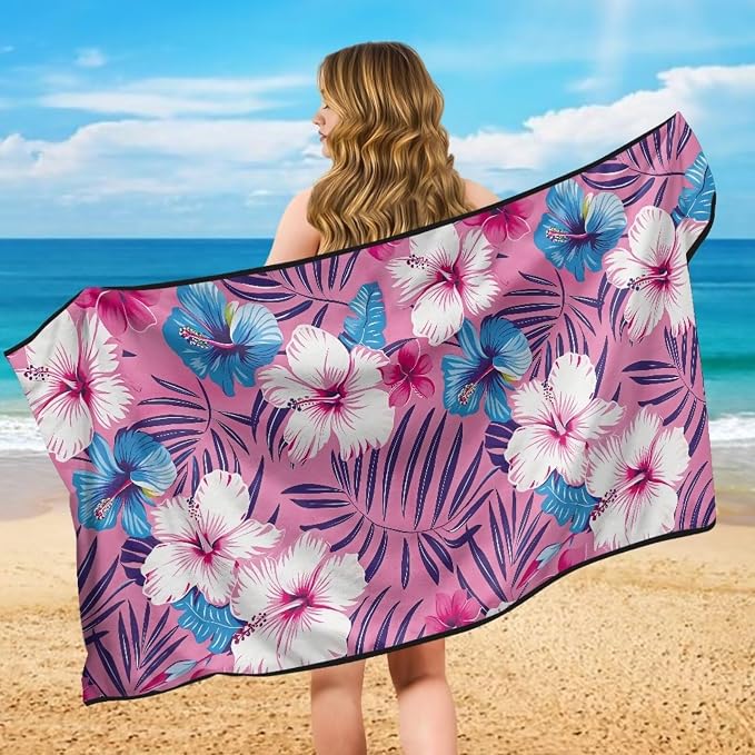 Tropical Hibiscus Car Seat Towel with Storage Bag Hibiscus Flowers Car Seat Cover for Front Seat Only Blanket Universal Non Slip Waterproof Sweat Protector Pink Car Interior Accessories - Image 5
