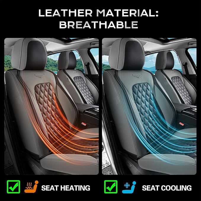 Coverado Universal Car Seat Covers Full Set, Minimalist Scratch-Resistant Waterproof Faux Leather Front & Rear Seat Protectors, Business Daily Driving – GrayBlack - Image 2