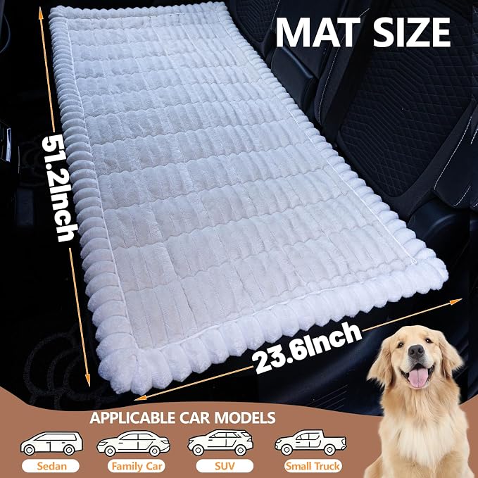 Dog Car Seat Waterproof Bed Cover Back Seat White 23.6”x51” | Nonslip Soft Comfortabl Pet Bed Mat Car Blanket for Travel Backseat Extender Seat Covers Dog Bed for Cars Trucks and SUVs - Image 4