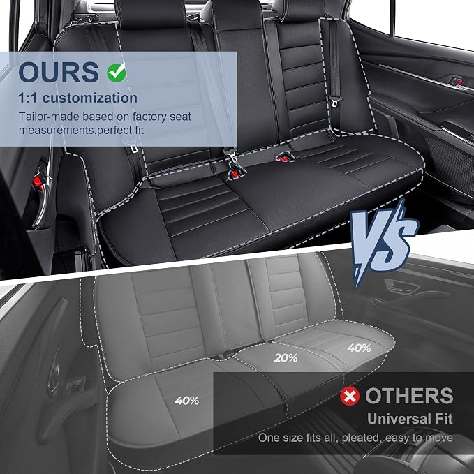 IKABEVEM Car Seat Covers Fit for Chevrolet/Chevy Malibu 2016-2025 2026 | Custom Full Set,Waterproof Faux Leather,Scratch Resistant,Full Wrap,Easy to Install&Wipe Clean,Black Seat Interior Protector - Image 2