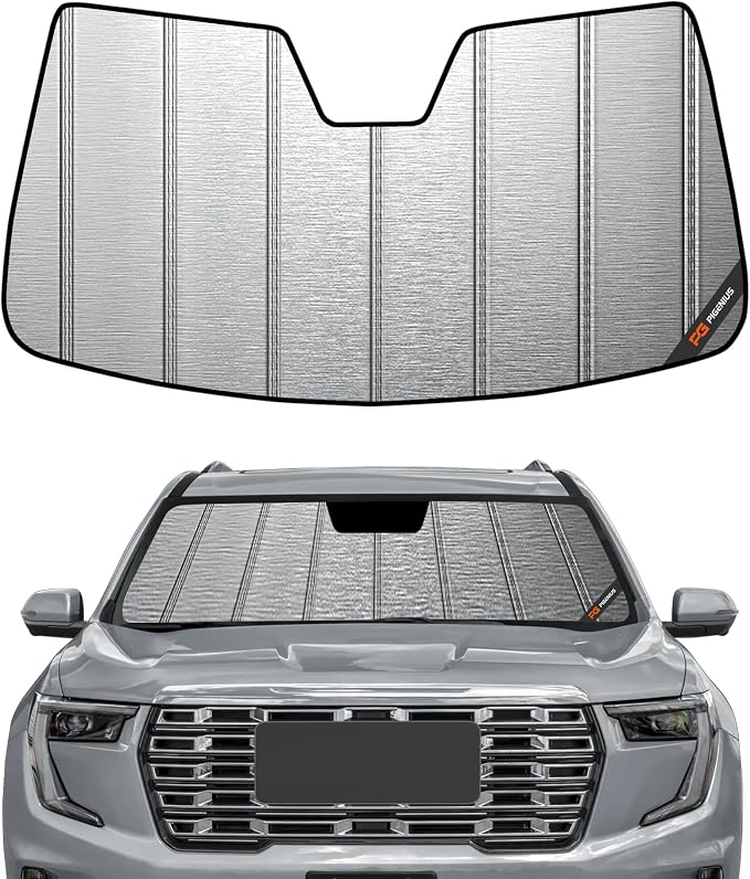 Pigenius Windshield Sunshade for GMC Acadia 2024-2026, Metallic Silver Finish by Pigenius