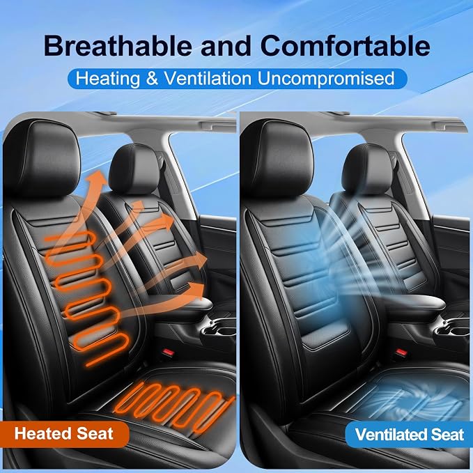 Fit Accent Seat Covers Custom Fit for Hyundai Accent 2006-2026, Front Pair | Premium Leather Full Coverage Protectors, Waterproof, Breathable, Scratch Resistant, Easy Wipe, Airbag Compatible, Black - Image 4