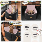 JOEJOY Dog Car Seats for Small Medium Dogs Under 35lbs, Dog Booster Seat with Detachable Washable Cover and Cushion, Memory Foam Pet Car Seat with Safety Belt and Storage Pockets (BP) - Image 6
