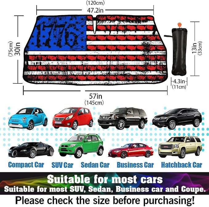 American USA Flag Car Windshield Sunshade Umbrella USA Flag Sun Shade for Car Windshield Umbrella Upgraded Sunshades Blocks UV & Heat Front Window Shades for SUV Sedan Auto - Image 6