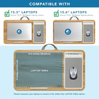LAPGEAR Home Office Lap Desk – Oak Woodgrain, Fits 15.6” Laptops | Built-In Mouse Pad & Phone Slot, Integrated Device Ledge, Dual-Bolster Microbead Cushion, Carry Handle - Image 3