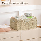 Angelhood Paper Rope Diaper Caddy, Scalloped Baskets with Removable Divider | Woven Floral Baby Diaper Organizer for Changing Table,Baby Shower Gifts,Portable Car Organizer for Diapers - Image 6