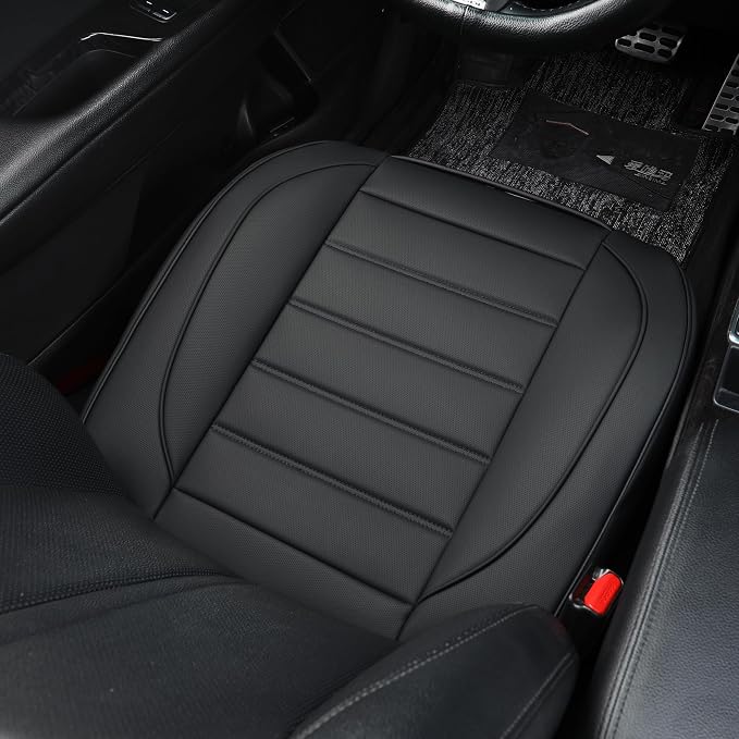 1 Pack Leather Front Car Seat Covers,Bottom Seat Covers for Cars,Driver Car Seat Cushion Cover,Luxury Seat Protectors,Waterproof,Full Wrap,for Most Vehicles,Sedan,Truck,SUV(Black) - Image 5