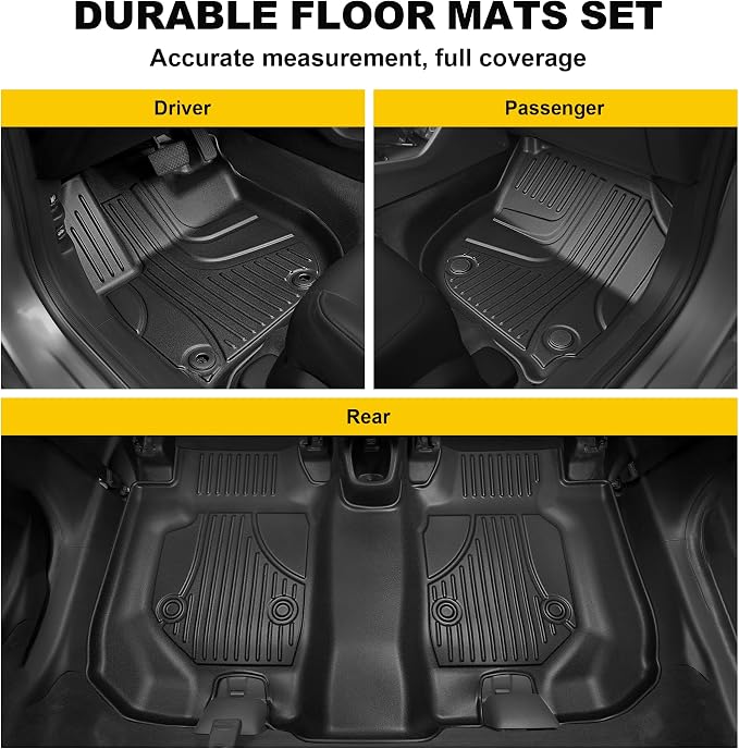 Full Set Floor Mats for Honda HRV 2016-2022 | All Weather TPE Custom Fit HR-V Floor Liners 1st & 2nd Row & Seat Back Mat & Cargo Mat - Image 3