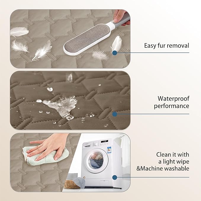 gogobunny Waterproof Dog Blankets for Large Dogs, Pet Bed Cover Breathable | Washable Pee Pads, Quilted Throw Blanket, Furniture Protector for Couch Sofa Bed Car, 82x82 Inch Dark/Light Walnut - Image 7