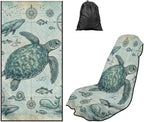 Sea Turtle Print Car Seat Towel Cover After Gym Dolphin Whale Print Car Seat Hoodie Towel Vintage Sports Towel for Gym Workout, Running, Swimming, Beach and Hiking by Baxinh