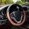 Microfiber Leather Steering Wheel Cover Large-Size for F150 F250 F350 Ram 4Runner Tacoma Tundra Range Rover Model S X with 15 1/2 inches-16 inches Outer Diameter (Brown) by Valleycomfy