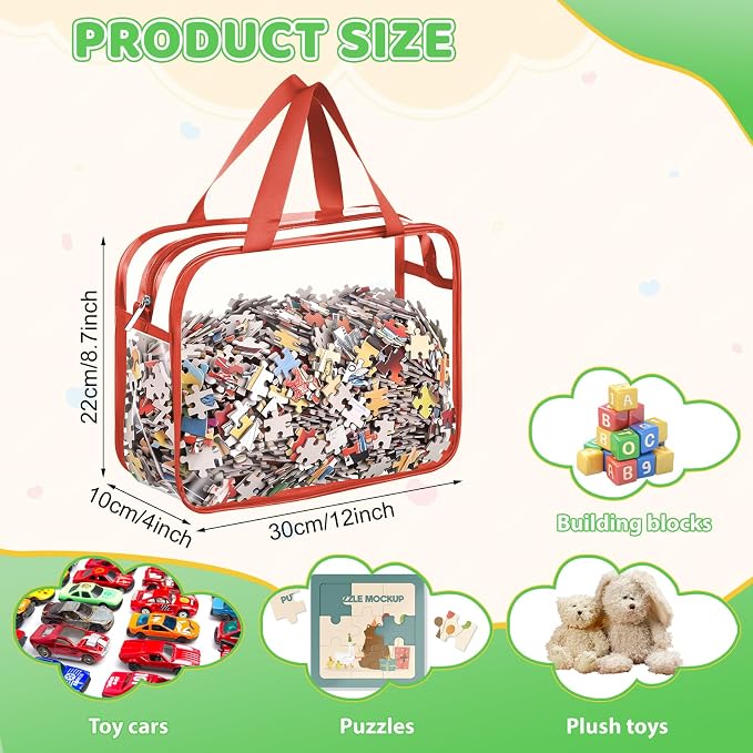 Toy Storage Bags 4 Pack, Clear PVC Toy Organizers, Colorful | Waterproof PVC, Large 30 x 10 x 22 CM Size, Label-Ready, For Toys, Books, Puzzles, Classroom and Travel - Image 5