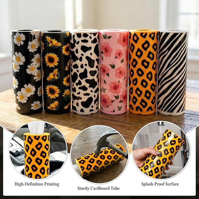 Car Tissues Cylinder for Cup Holder - Refillable Round Tissue Canister with 2 Packs Tissue - Cheetah Print Car Decorations Interior Accessories for Women & Men - Trendy Aesthetic (Leopard Print) - Image 4