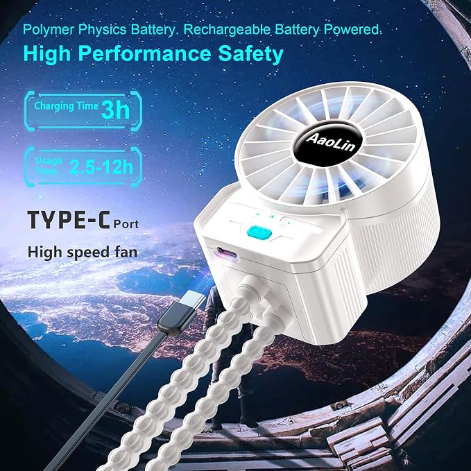 2 Pack Multifunctional Portable Stroller Fan 4 Speed 6600rpm High Speed Usb Rechargeable Personal Mini Handheld Fan Extended Tripod For Desktop Winding Kids Bed Treadmill Bike Golf Cart Outdoor Travel - Image 4