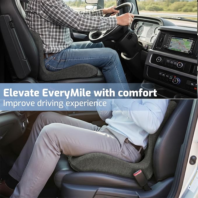 Memory Foam Seat Cushion,Office Chair Cushion with Lumbar Support for Back Pressure Relief, Car Seat Cushion with Adjustable Strap,Sciatica Pad Cushions for Car,Truck, Desk,Gaming Chair - Image 6