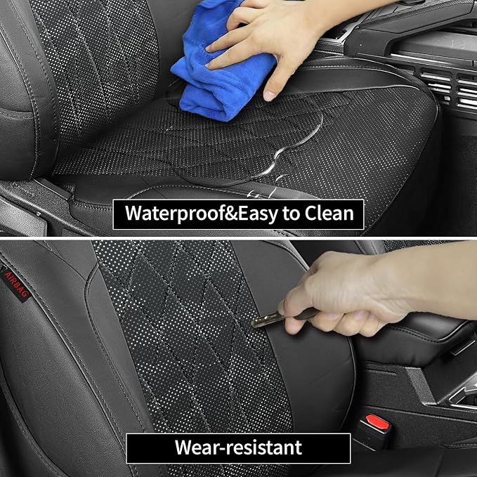 EKR Tacoma Seat Covers Custom Fit for Toyota Tacoma (Only for Hybrid) 2024 2025 2026 Double cab TRD Sport/TRD Off-Road/Limited/Trailhunter-Truck Seat Cover Full Set,Faux Leather(Black/Gray Camo A63) - Image 4