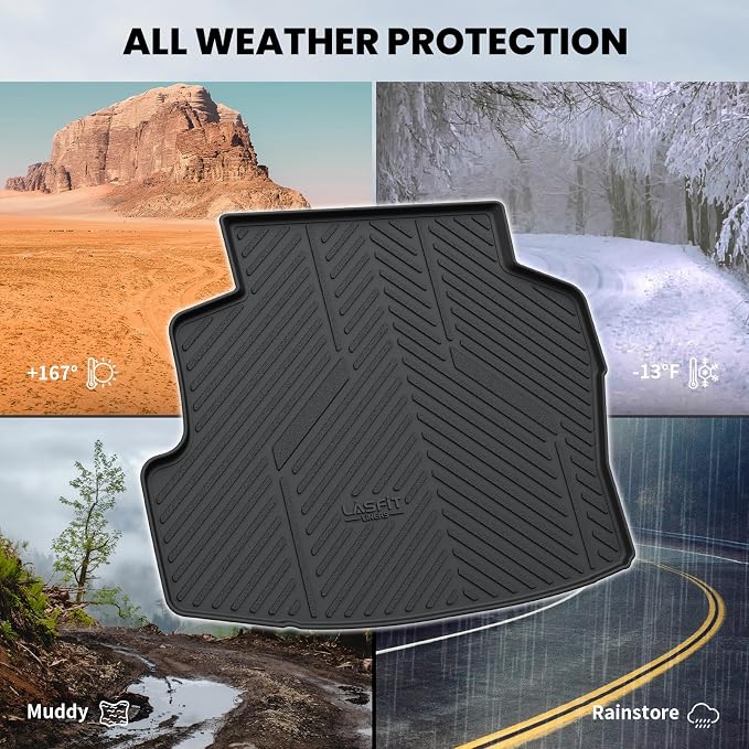 LASFIT Cargo Mat for Toyota Corolla 2009-2010, Black | 3D Custom Fit TPE All Weather Trunk Mat, Full Coverage Secure-Fit Cargo Liner, Easy to Wash - Image 7