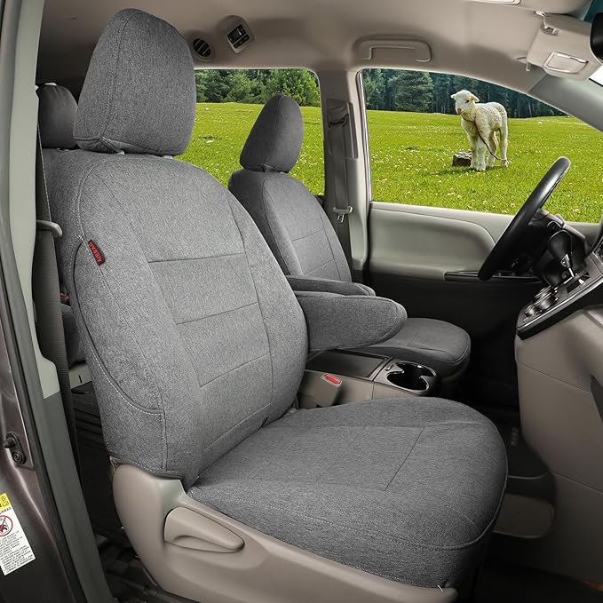 Sienna Car Seat Covers Custom Fit for 2011-2020 Toyota Sienna SE,LE,XLE,SE Premium,XLE Premium,8-Seater,Full Coverage,Airbag Compatible Polyester Auto Seat Protector (Full Set,Gray) by Coverdream