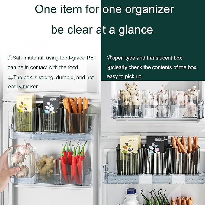 Lae Nuvole 2 Pack Adhesive Wall Storage Bins, Cabinet Door Organizer, Clear | 4 Adhesive Pads, No Drill, Renter Friendly, BPA-Free PET, Stackable; for Fridge, Kitchen, Bathroom, Countertops, Pantry - Image 5