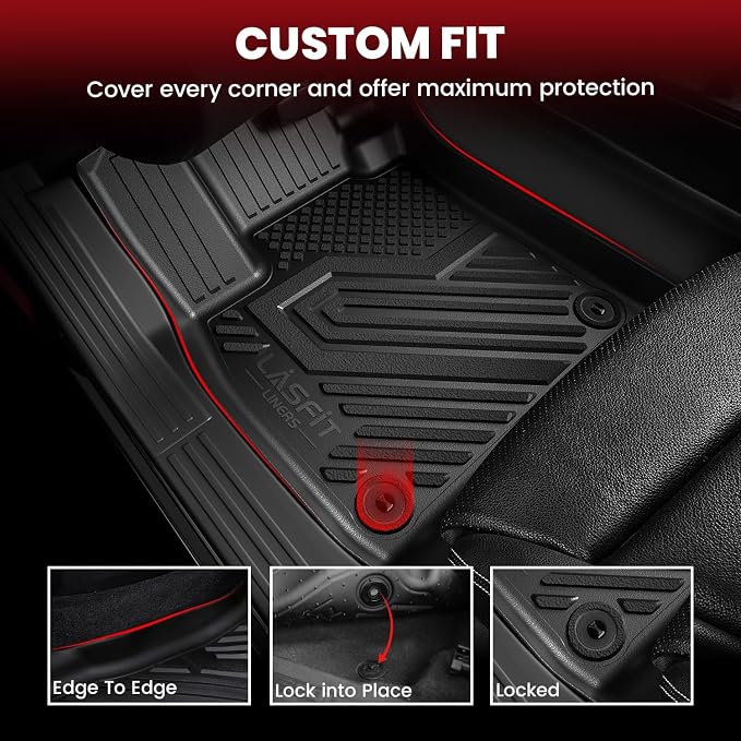 LASFIT Floor Mats for Ford Explorer 2020-2025 2026 7 Seats with Cargo Liner | Not Fit 6 Seats Custom Fit All Weather Protector TPE Easy Clean Floor Liners with Car Trunk Backrest Mat 5pcs Full Set Black - Image 4