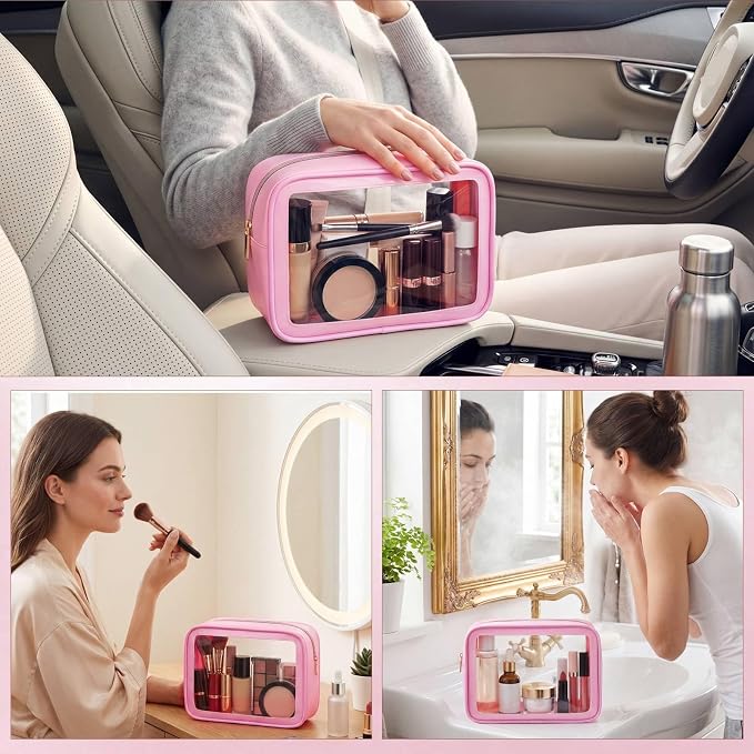 Hsei 20 Pcs Clear Makeup Bags Diaper Bag Organizer Travel Toiletry Bags with Zipper Clear Cosmetic Organizer Car Storage Pouch Bridesmaid Gift for Women Beach Vacation (Pink) - Image 6
