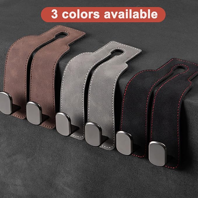 Amelity Car Headrest Hooks, Purse Hook for Car 2 Pack Gray | Universal Car Interior Accessories for Women, Available in 2/4 Pack, Storage Hanger Holds Purses, Backpacks, Grocery Bags - Image 6