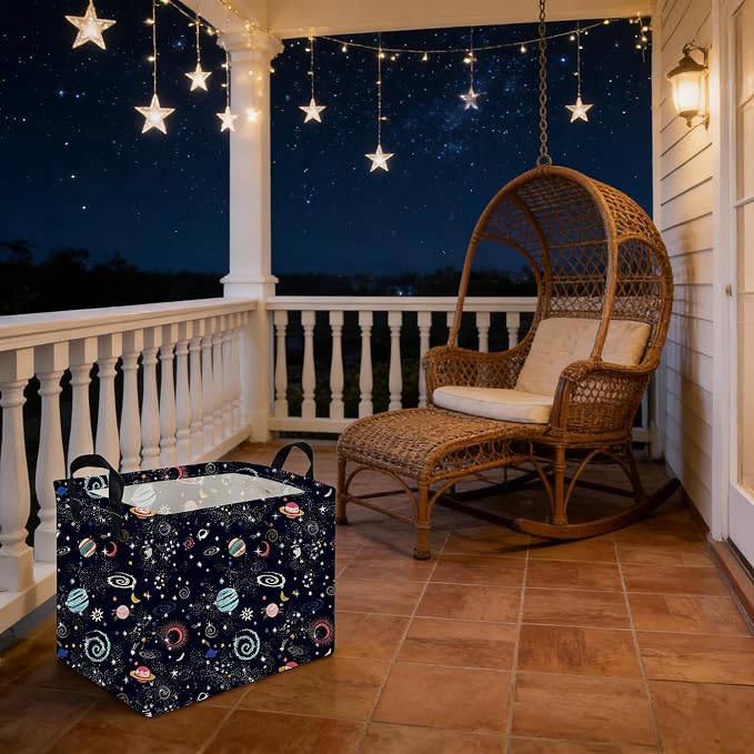 Rectangular Star baskets,Storage Basket,Waterproof foldable laundry basket for Kids,Cute Toys Storage Bin Organizer,Book bins,Starry Sky Galaxy Room Decor(Stars) - Image 5