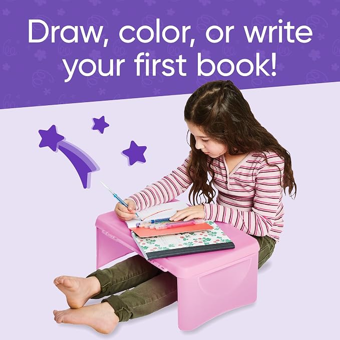 HearthSong Kids’ Portable Folding Lap Desk with Large Storage Activity Tray - 17" L x 12" W x 7½"H - Pink - Image 4