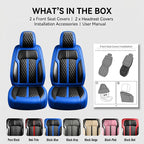 Fit Palisade Car Seat Covers (Front Pair) for Select Hyundai Palisade 2000-2026, Premium Full Coverage Leather, Airbag Compatible, Waterproof & All Weather Seat Cushion Protector, Black+Blue - Image 9