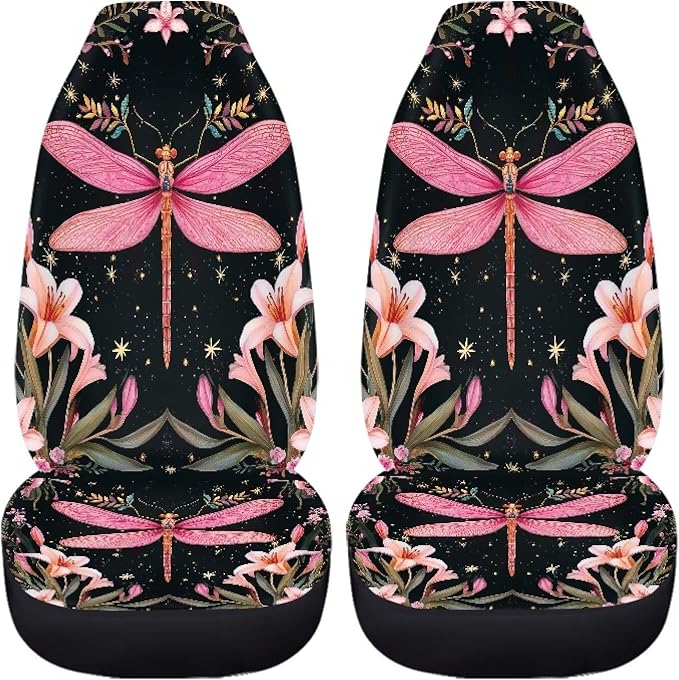 Dragonfly Floral Print Car Seat Covers Washable Seat Protector for Women Men Automotive Vehicle Seat Covers Car Interior Accessories for Cars, Sedans, Trucks, SUVs Universal - Image 5