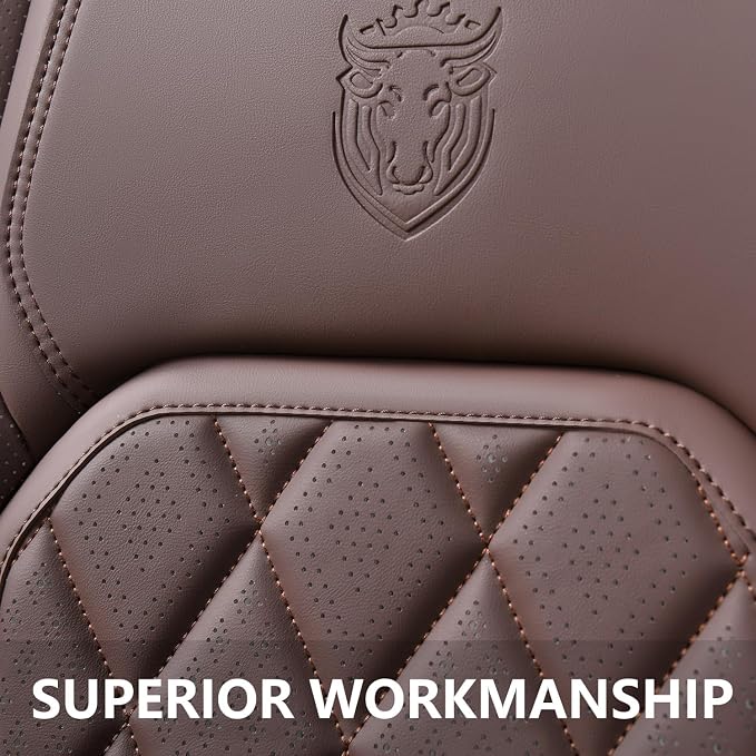 Coverado Car Seat Covers Full Set, Luxury Faux Leather Waterproof Seat Cover, Front and Back Car Seat Protector, Universal 5 Seat Leather Seat Cushion, Carseat Cover Fit Most Cars, Coffee - Image 8