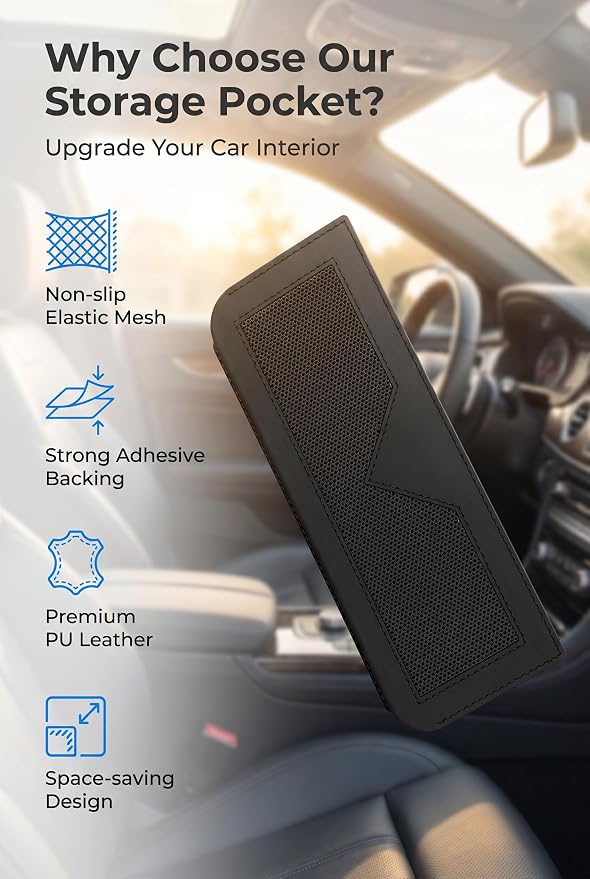 Car Seat Gap Filler Organizer, PU Leather Side Storage Pouch for Phone Keys Cards, Anti Scratch Console Pocket with Self Adhesive, Universal Car Organizer for SUV Truck (Black) - Image 5