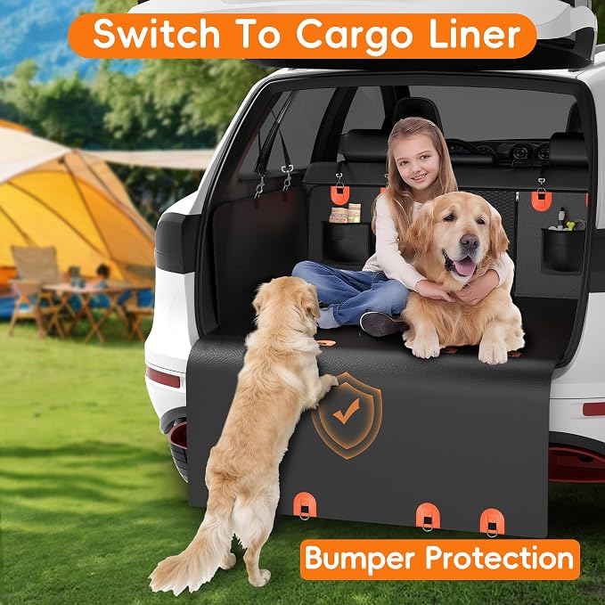 IceFun Hard Bottom Dog Car Hammock, Waterproof PU Leather Seat Cover | Supports up to 500 lbs, converts from hammock to cargo liner, waterproof PU leather with zipper side flaps - Image 6