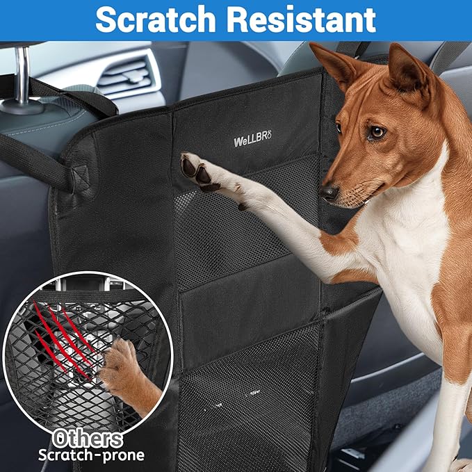Dog Car Backseat Barrier, Padded and Durable Nylon Net Pet Barrier, Vehicle Travel Dog Fence with 2 Mesh Windows, for Safe Driving, Easy to Install and Adjust for All Cars - Image 6