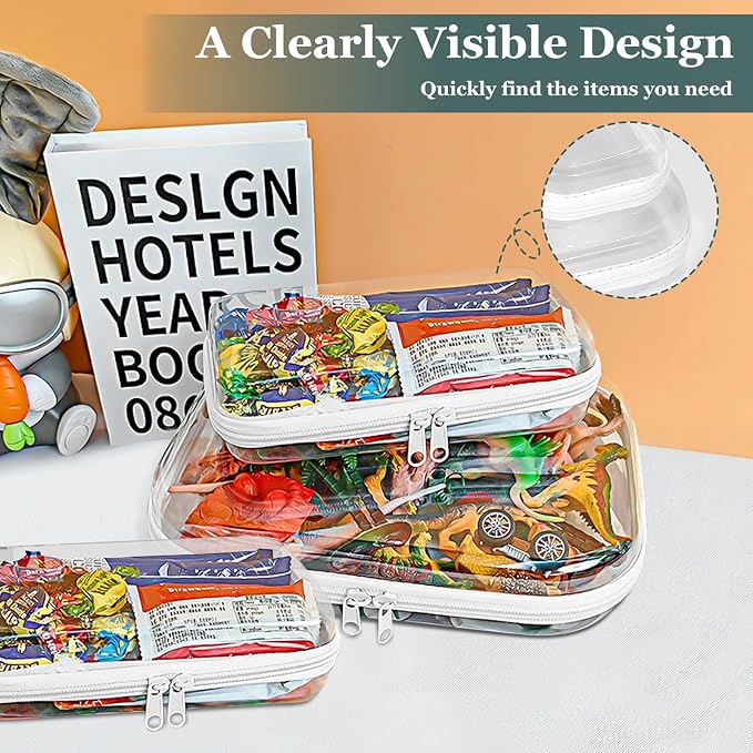 Clear Hard Shell Zipper Cases(3 Packs), Plastic Hard Sided Zippers Pouches Clear Hardshell Pencil Case For Storage, Diaper Bag Organizer Bliss Bins 2*Small/1*Medium - Image 7