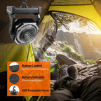 Battery Powered Camping Fan, Battery Operated Fan, Travel Gear Essentials | 20000mAh Rechargeable Battery, 58Hrs Runing, 400LM Light & 360° Rotable Hook, Whisper Quiet Fan for Outdoor Power Outages - Image 6