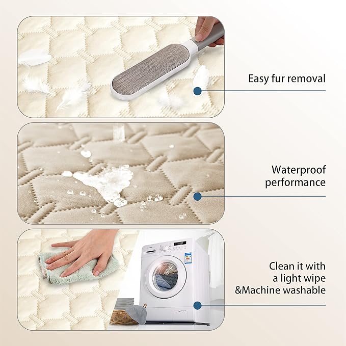 gogobunny 100% Double-Sided Waterproof Dog Bed Cover Pet Blanket Sofa Couch Furniture Protector for Puppy Large Dog Cat, Reversible (82x120 Inch (Pack of 1), Dark Beige/Light Beige) - Image 8