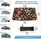 Strawberry Windshield Sun Shade Umbrella Fruit Flowers Leaves Foldable Car Front Window Sunshade Blocks UV Rays Heat Keep Vehicle Cool (55" x 27.5") - Image 4