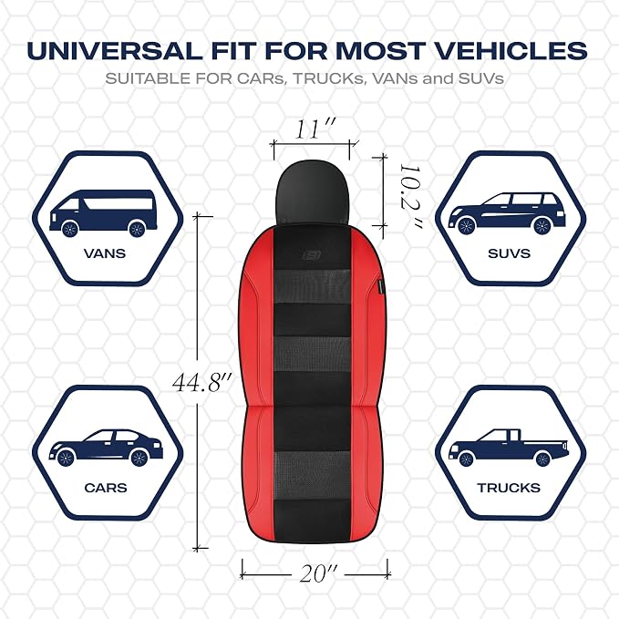 Skechers Seat Covers, Air-Cooled Memory Foam Car Seat Covers Front Seats, Airbag Compatible,Universal Fit for Most Cars, SUVs, Vans and Trucks,Red - Image 5