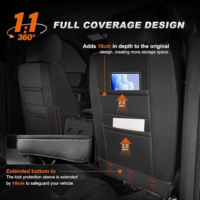 Custom Seat Covers for Toyota RAV4 Hybrid 2019-2025 | Fit SE&XSE Hybrid and Prime-Full Set Waterproof Faux Leather Car Seat Protectors (Black) - Image 5