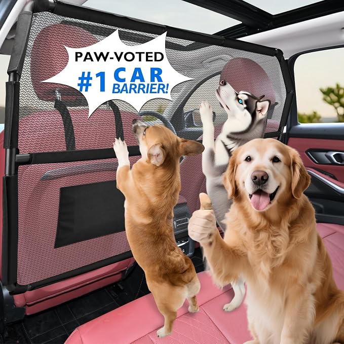 Dog Barrier for SUV, 50" Dog Car Barrier Behind Front Seat, Escape-Proof Back Seat Divider & Cargo Area Gate, Durable Dog Net for Car, Safety Mesh Pet Restraint - Image 8
