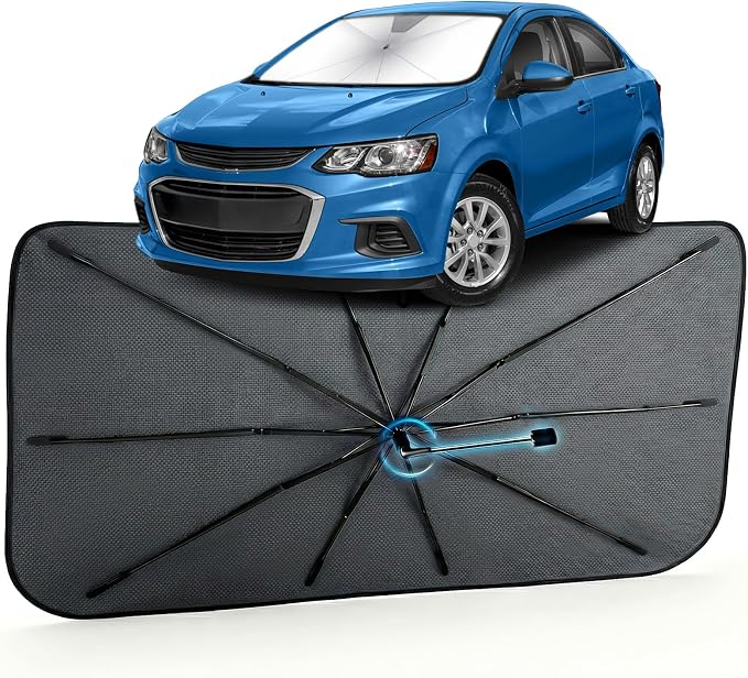 Car Windshield Sun Shade Umbrella for Chevrolet Sonic 2012-2020, 1:1 Fit | [Reflective Coated Fabric] Car Shades Sun Visor Keep Car Cool and Protects Interior, Sunshade Umbrella for Front Window by MakeLifeBetter