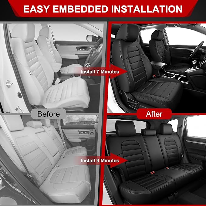 TTX LIGHTING Custom Fit Seat Covers for Honda CR-V 2017-2022 | Original Seat Pattern Faux Leather Waterproof Full Set for 2-Row 5-Seater, Airbag Compatible - Image 7