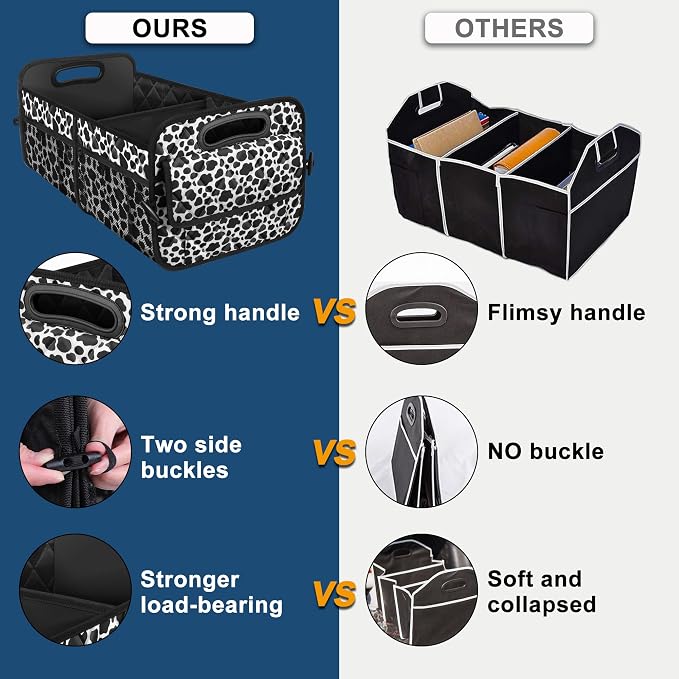 Deosk Trunk Organziers and Storage with Reinforced Handles,Car Accessories for Women/Men 50L Waterproof Polyester Trunk Organzier for Car/SUV/Minivan/Truck(Medium, Cow print) - Image 2