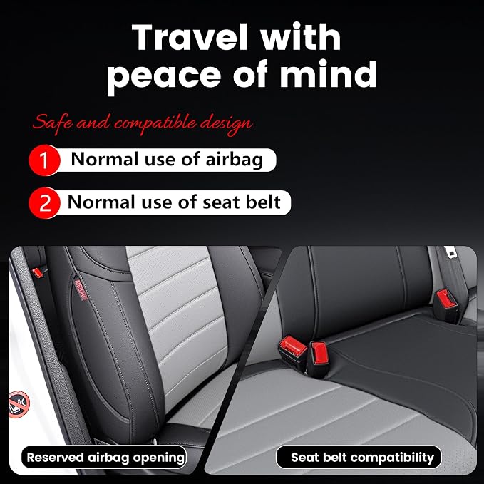 HKZ Custom Fit Civic Seat Cover Full Set for Honda Civic (Sedan 2022 2023 2024 Touring)&(Sedan 2025-2026 Sport Touring),5-Seats Full Set,Leather Seat Protector(Grey) - Image 9