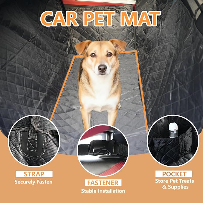 Dog Car Seat Cover 2 Piece Seat Waterproof Hammock and Light Grey Cover | Scratch Proof Nonslip Back Seat Pet Bed Mat for Travel Durable Soft Back Seat Covers for Cars Trucks and SUVs - Image 6