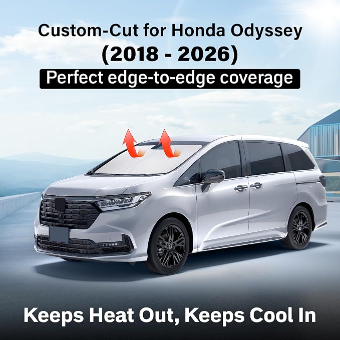 Econour Windshield Sun Shade Compatible for Honda Odyssey 2018-2025 2026 | LX, EX, EX-L Touring, Elite Minivan Window Sunshade Sun Visor Protector Foldable Blocks UV Rays Keep Your Car Cooler - Image 2
