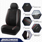 Skechers Air-Cooled Memory Foam Seat Covers,Thick Car Seat Covers,Leather Piping Car Seat Covers Front Seats,Airbag Compatible,Automotive Comfort Universal Fit Most Cars,Vans,Trucks,SUV,Red - Image 3